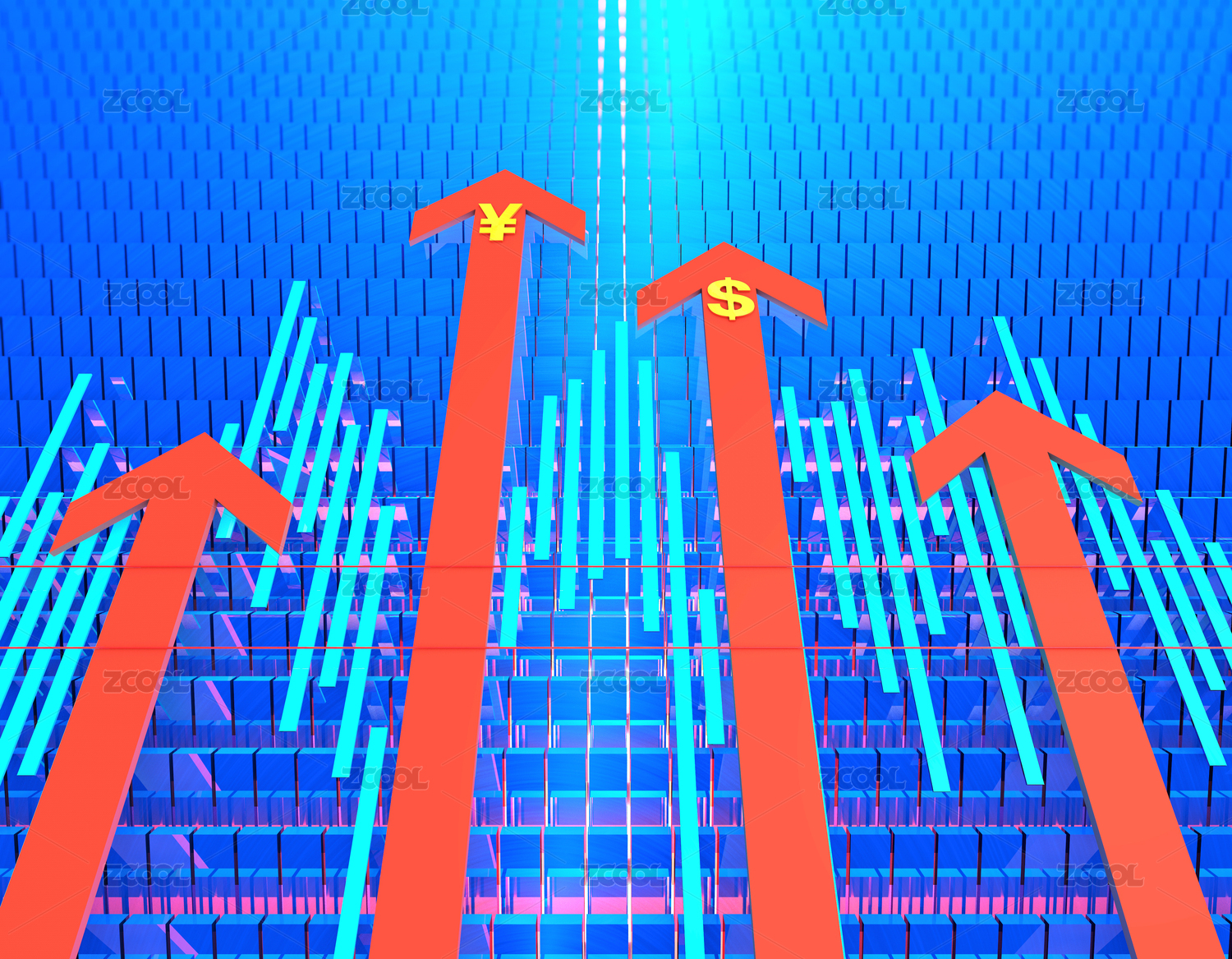 金融股市信息图表,经济竞争与合作对抗,互赢与团队,人民币与美元