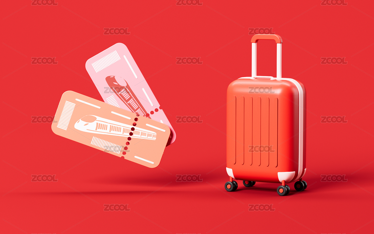 卡通行李箱和火車票3D渲染（主預(yù)覽-8652013） - 未分類 - 站酷設(shè)計(jì)師TinaJi0718原創(chuàng)素材 - 站酷ZCOOL