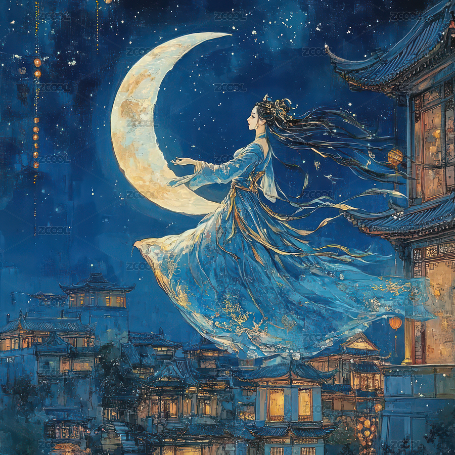 中国神话故事嫦娥奔月（主预览-8800809） - 未分类 - 站酷设计师Double515原创素材 - 站酷ZCOOL