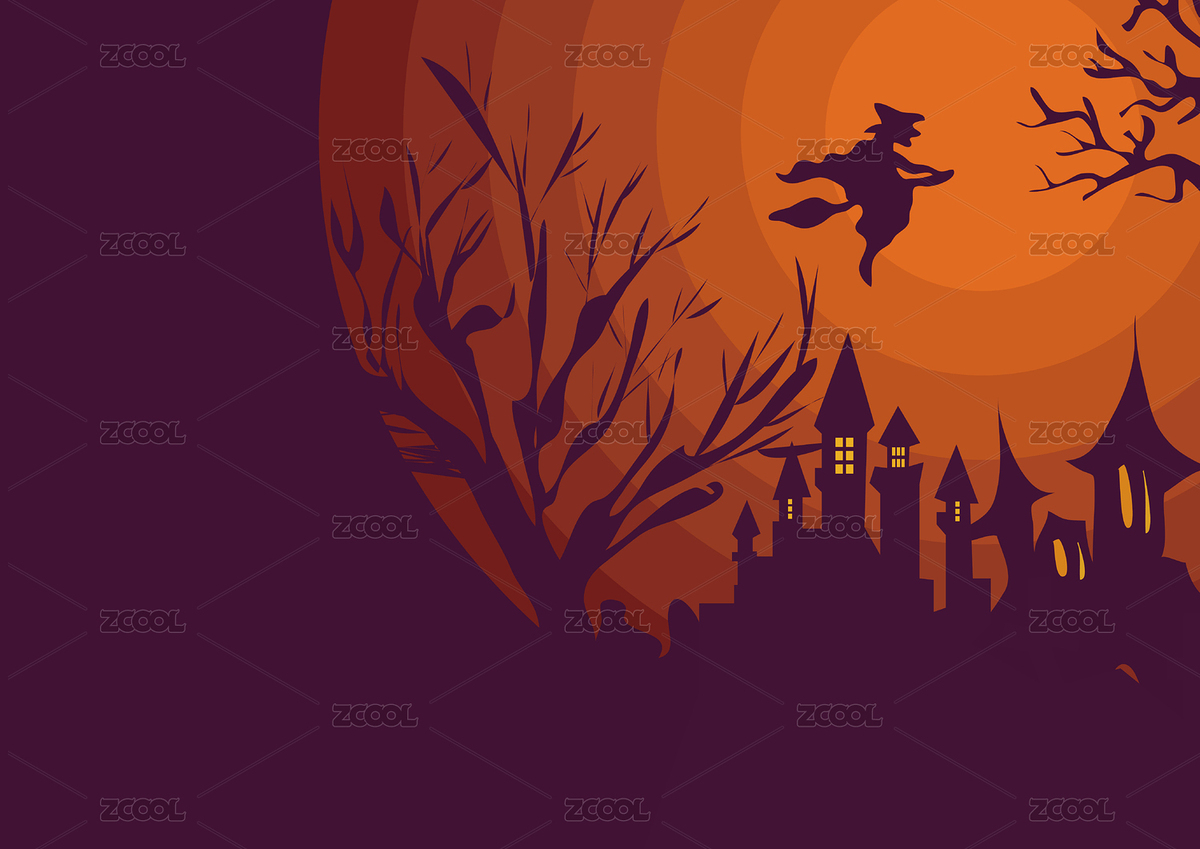 万圣节女巫飞跃月亮手绘海报矢量插画（主预览-3068299） - 未分类 - 站酷设计师绘画狂热原创素材 - 站酷ZCOOL