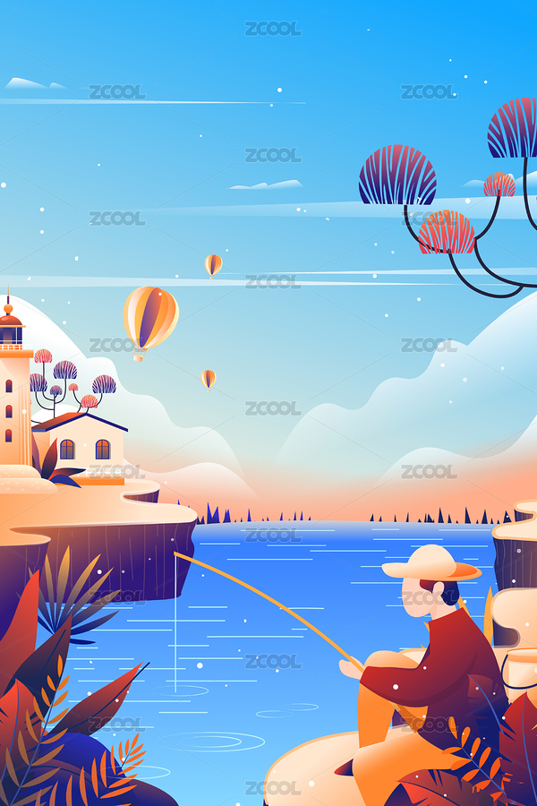 人在钓鱼矢量插画（主预览-252509） - 未分类 - 站酷设计师keeein原创素材 - 站酷ZCOOL