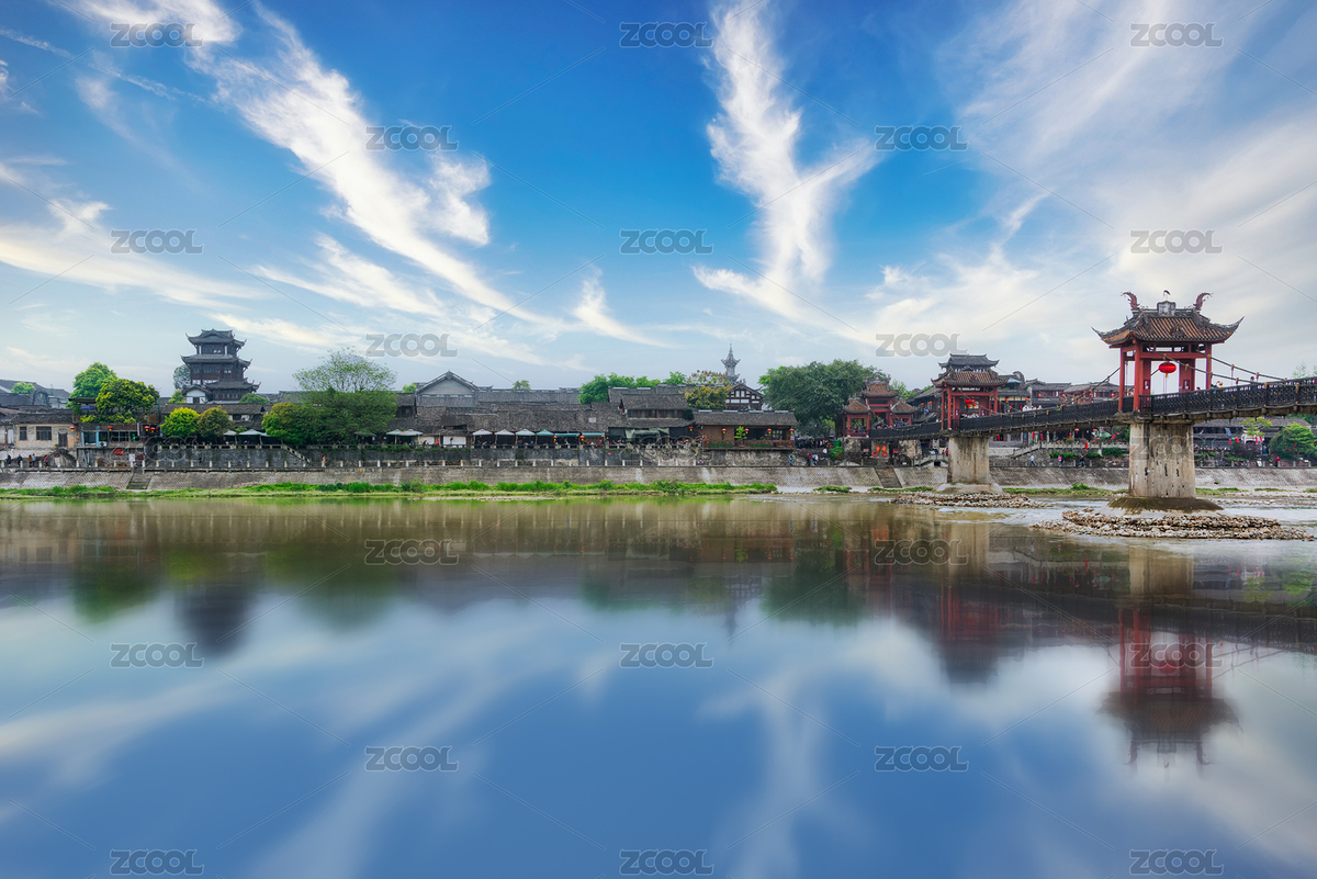 四川成都崇州元通古鎮(zhèn)匯江橋和西河里的倒影（主預覽-8514704） - 未分類 - 站酷設計師yuanbo83原創(chuàng)素材 - 站酷ZCOOL