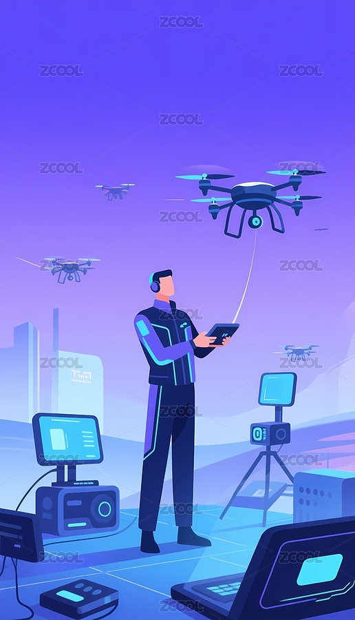 無人機操作科技場景（主預覽-11545249） - 未分類 - 站酷設計師ClarkeNO.749原創(chuàng)素材 - 站酷ZCOOL