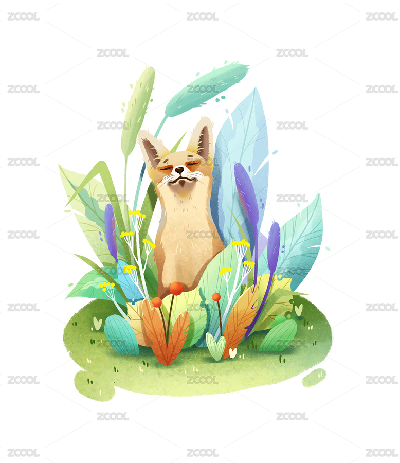 小狐貍閉著眼睛在草叢中（主預(yù)覽-5610172） - 未分類 - 站酷設(shè)計(jì)師蘑菇Mog原創(chuàng)素材 - 站酷ZCOOL