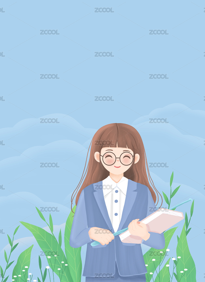 手中拿著教案的女教師插畫（主預(yù)覽-8938209） - 未分類 - 站酷設(shè)計師手可畫星辰原創(chuàng)素材 - 站酷ZCOOL