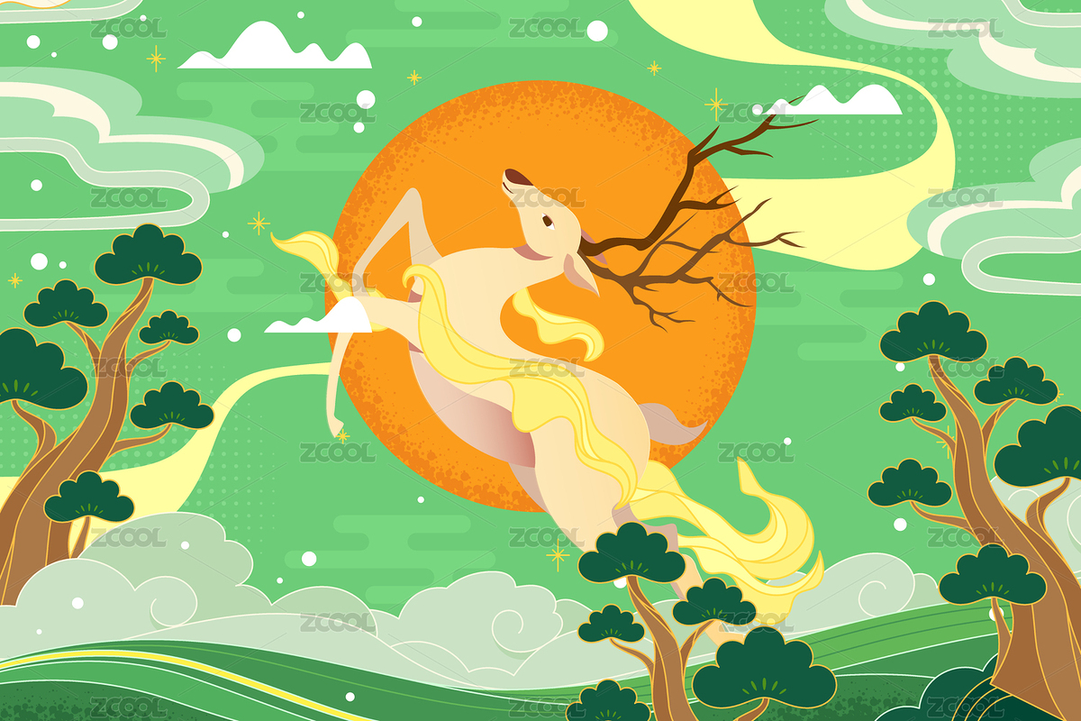 敦煌傳說中的九色神鹿（主預(yù)覽-2872832） - 未分類 - 站酷設(shè)計師KANLIU原創(chuàng)素材 - 站酷ZCOOL