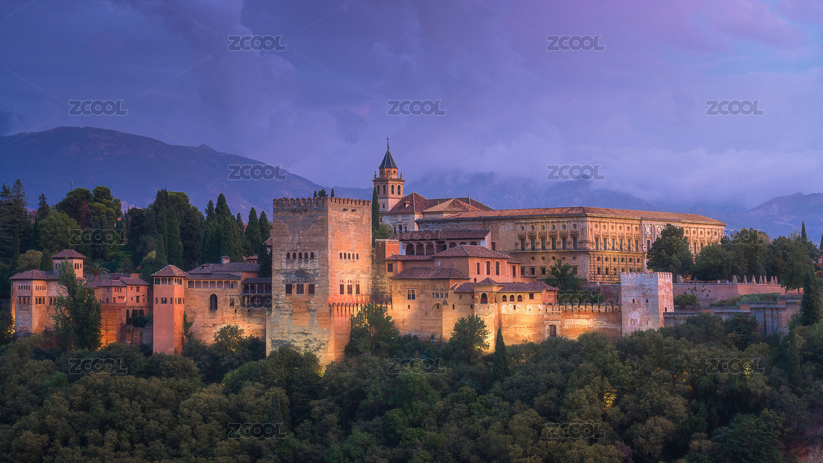 西班牙格拉納達阿爾罕布拉宮黃昏全景（主預覽-3668856） - 未分類 - 站酷設計師北斗星云原創(chuàng)素材 - 站酷ZCOOL