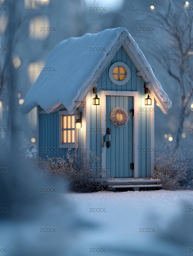 冬日雪夜中溫馨小屋場景（主預覽-13057828） - 未分類 - 站酷設計師molesve原創(chuàng)素材 - 站酷ZCOOL