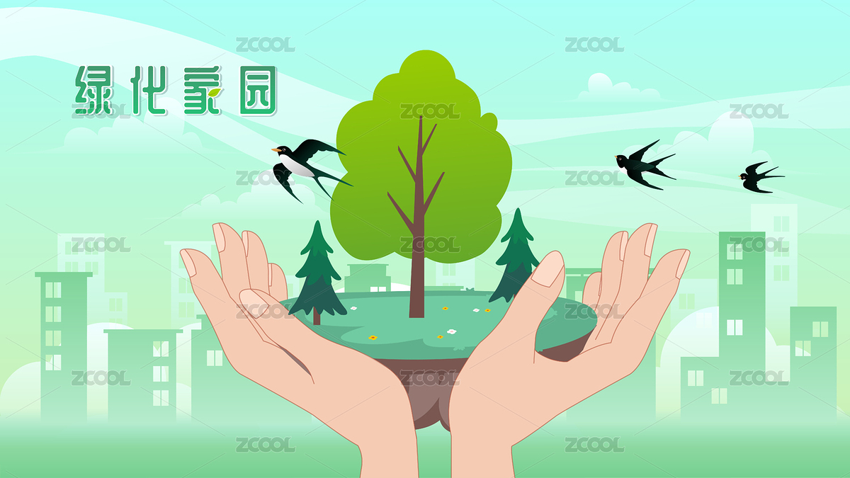 晴朗天空绿化家园燕子飞翔插画矢量图（主预览-4356287） - 未分类 - 站酷设计师yi_xin原创素材 - 站酷ZCOOL