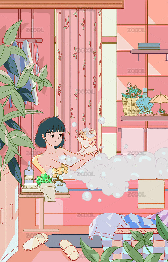 小清新人物日常生活室内插画（主预览-8030367） - 未分类 - 站酷设计师半调小钥原创素材 - 站酷ZCOOL