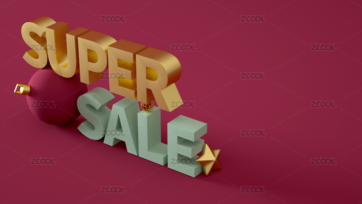 圣誕節(jié)題材的大賣super sale促銷文字，3d渲染（主預(yù)覽-6040998） - 未分類 - 站酷設(shè)計(jì)師王鵬wp128jojo原創(chuàng)素材 - 站酷ZCOOL