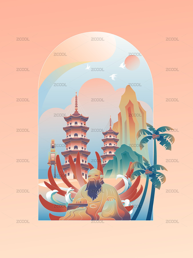 泉州城市標(biāo)志建筑矢量插畫（主預(yù)覽-12429788） - 未分類 - 站酷設(shè)計(jì)師山枝art原創(chuàng)素材 - 站酷ZCOOL