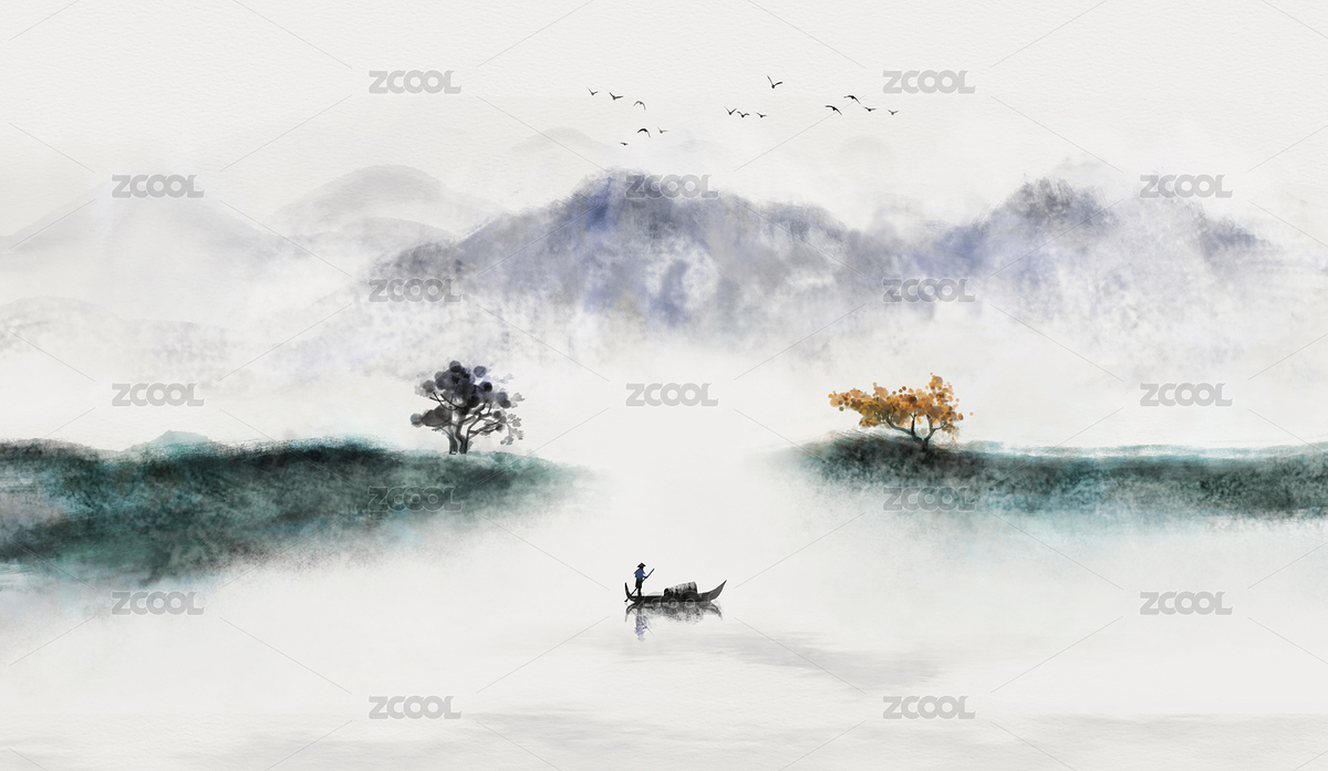 禪意意境留白水墨山水裝飾畫（主預(yù)覽-7895686） - 未分類 - 站酷設(shè)計師心靈藝坊原創(chuàng)素材 - 站酷ZCOOL