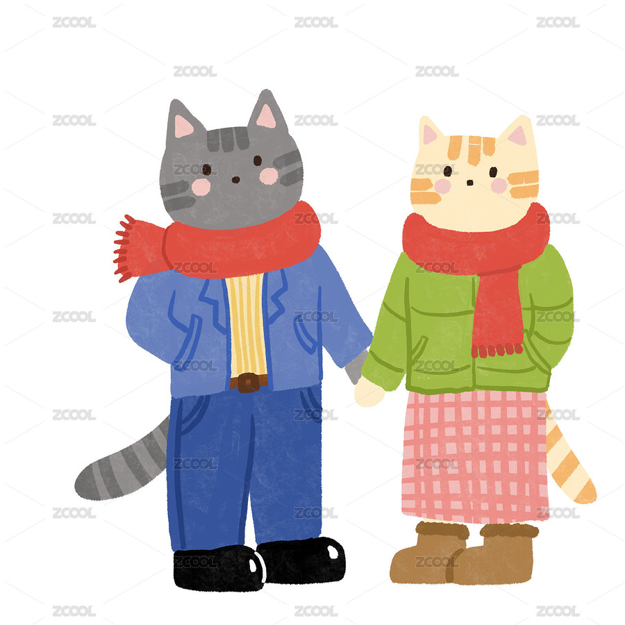 冬日猫咪恋爱氛围插画（主预览-8384992） - 未分类 - 站酷设计师科三还没过原创素材 - 站酷ZCOOL