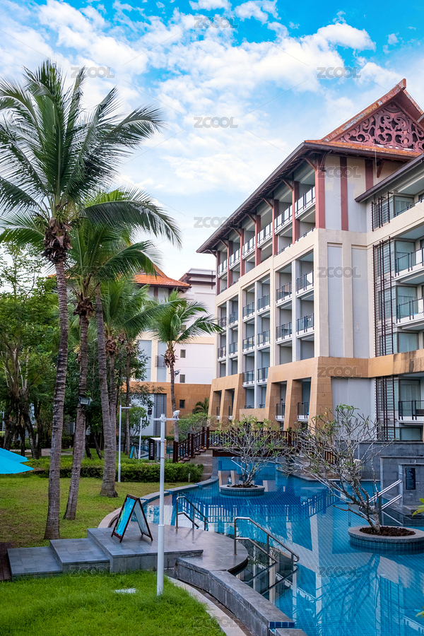 海南三亞旅游度假村的游泳池及酒店大樓（主預(yù)覽-378931） - 未分類 - 站酷設(shè)計師字游哉原創(chuàng)素材 - 站酷ZCOOL