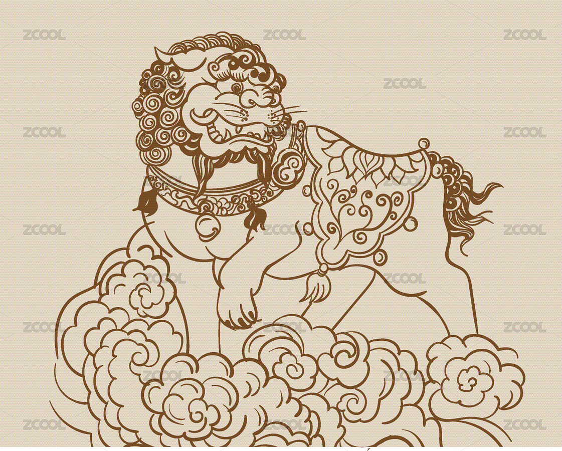 獅子與祥云 喜獅手繪白描線稿矢量圖（主預覽-12536197） - 未分類 - 站酷設計師A_霖原創(chuàng)素材 - 站酷ZCOOL