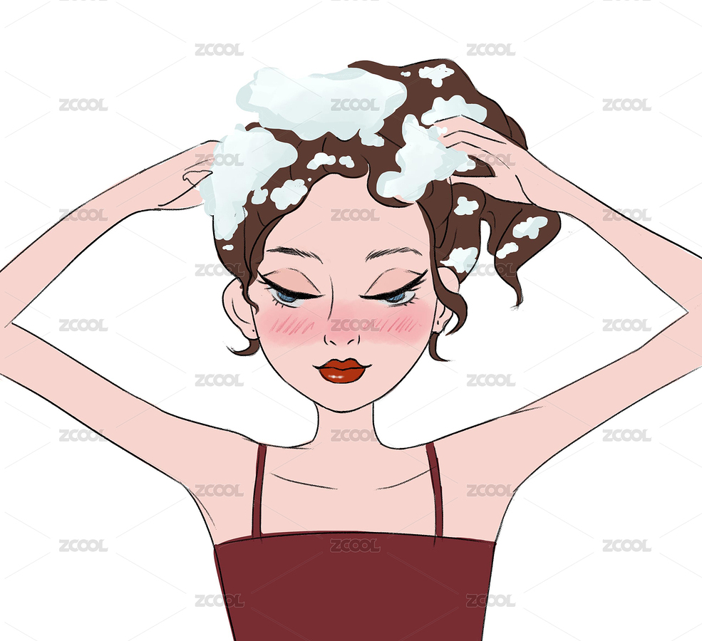 女孩洗頭插畫(huà)（主預(yù)覽-3460672） - 未分類 - 站酷設(shè)計(jì)師JINHUA錦婳原創(chuàng)素材 - 站酷ZCOOL