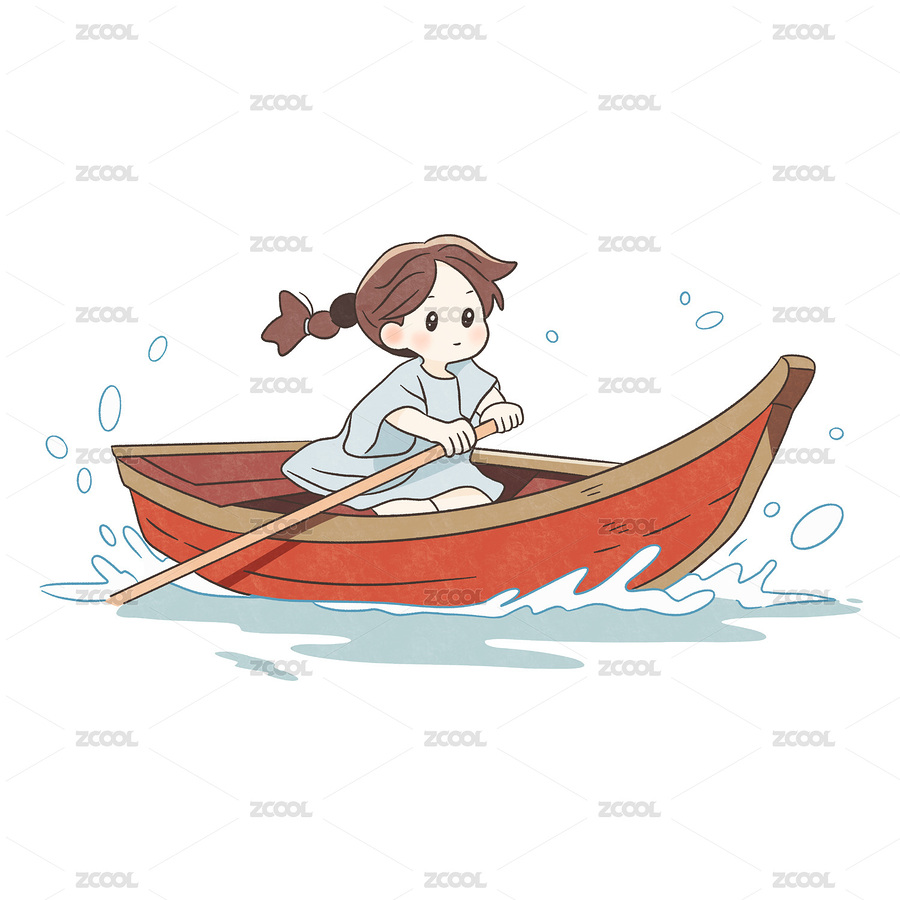 夏日劃船的小女孩可愛卡通簡(jiǎn)筆畫貼紙（主預(yù)覽-9524291） - 未分類 - 站酷設(shè)計(jì)師酸酸酸菜狗原創(chuàng)素材 - 站酷ZCOOL
