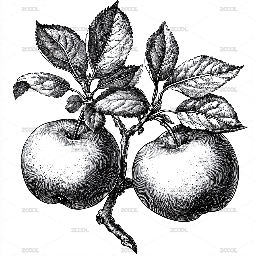 蘋果黑白木刻插畫（主預(yù)覽-6156578） - 未分類 - 站酷設(shè)計師eightgold原創(chuàng)素材 - 站酷ZCOOL