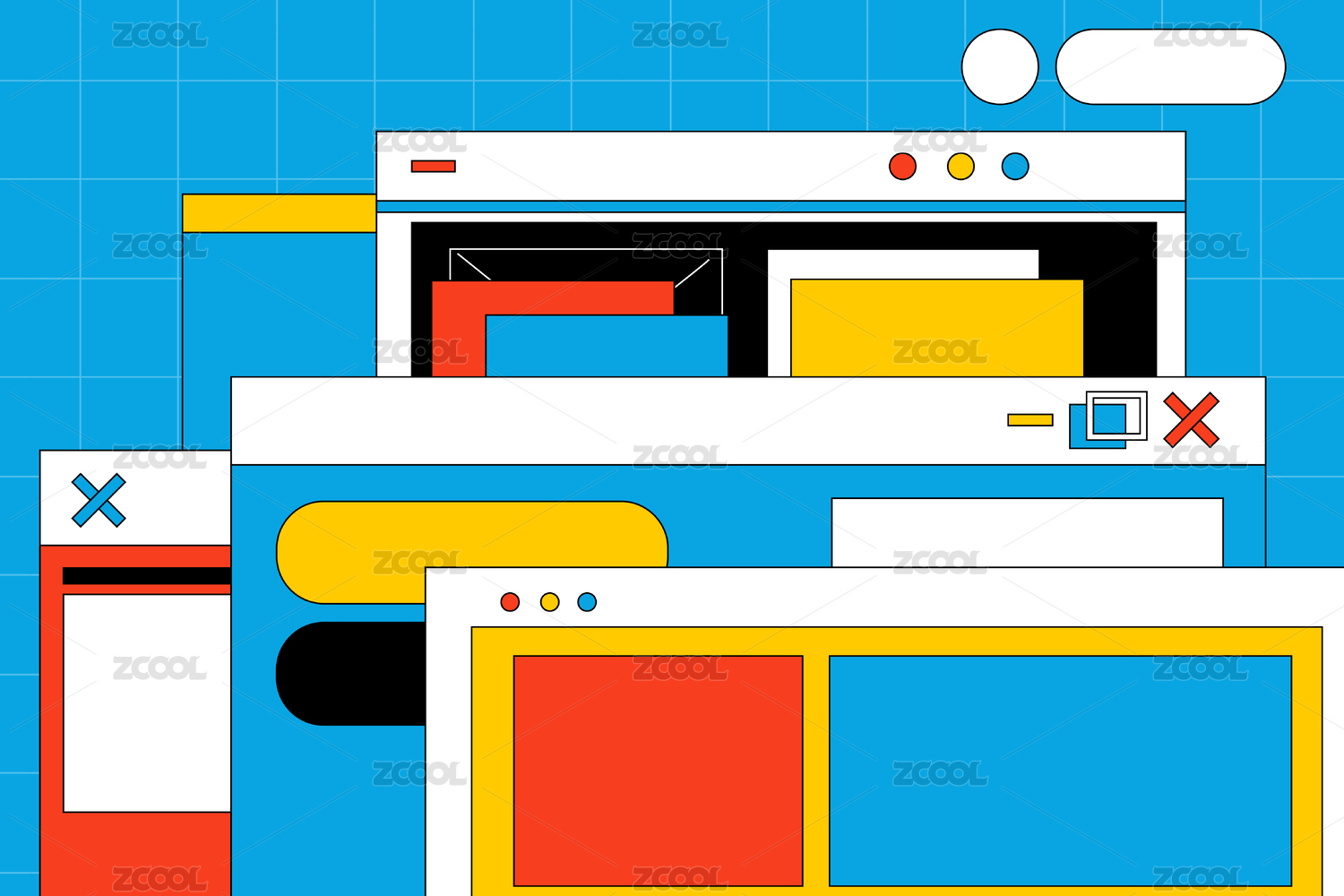 网页页面矢量插画