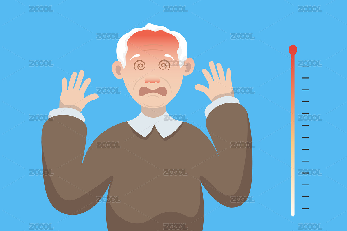 相關(guān)疾病引起的老人頭暈癥狀插畫（主預(yù)覽-5152666） - 未分類 - 站酷設(shè)計師粘鍋原創(chuàng)素材 - 站酷ZCOOL
