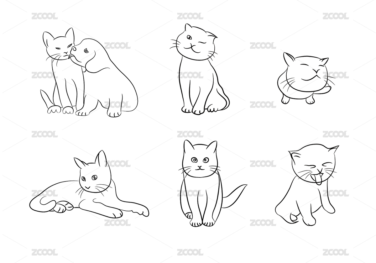 线描猫狗形态（主预览-1742267） - 未分类 - 站酷设计师莎野创研原创素材 - 站酷ZCOOL