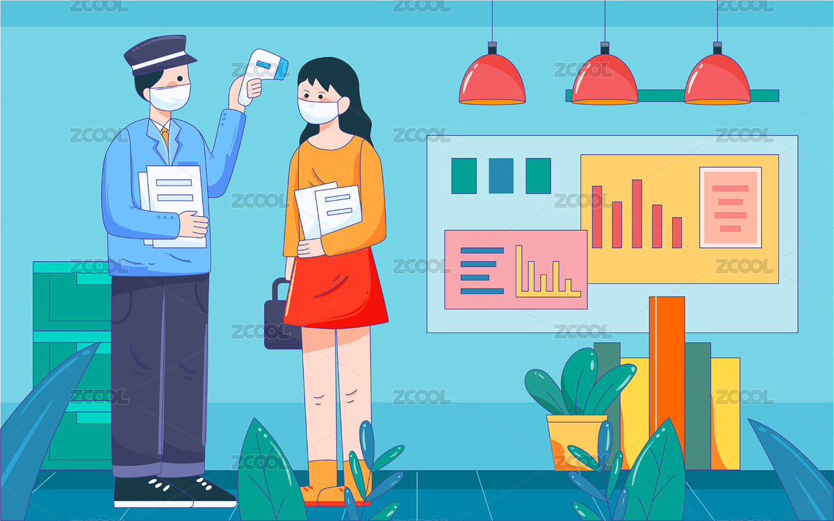 疫情防控办公室复工插画节后返程工作海报（主预览-2024561） - 未分类 - 站酷设计师熊伍_原创素材 - 站酷ZCOOL