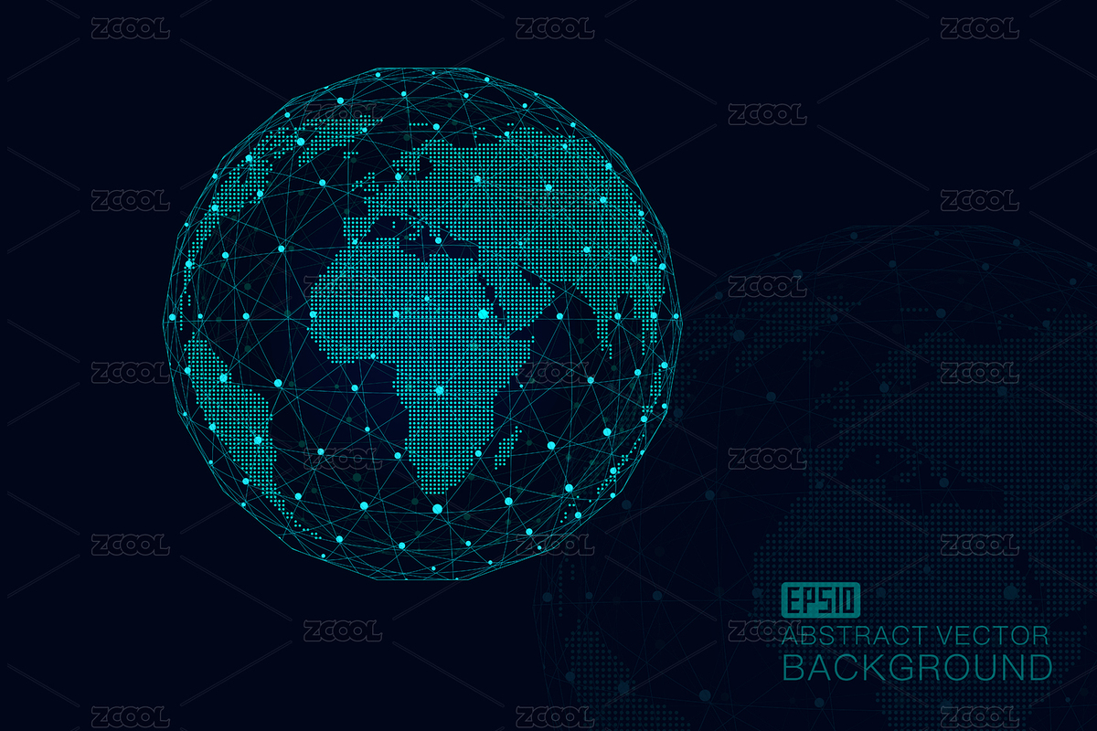 点线连接组成三维球形世界地图，抽象矢量星球，寓意全球化、国际化，科学技术概念（主预览-8811447） - 未分类 - 站酷设计师hqrloveq原创素材 - 站酷ZCOOL