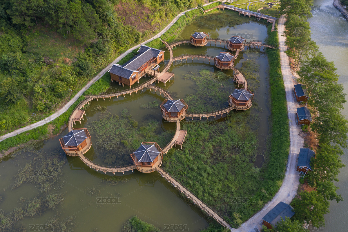 航拍俯瞰公园内亲水平台建筑景观（主预览-8528151） - 未分类 - 站酷设计师Z57554968原创素材 - 站酷ZCOOL