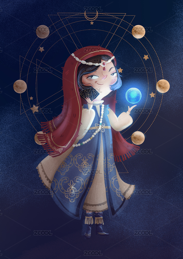 占卜師人物插畫（主預(yù)覽-4958766） - 未分類 - 站酷設(shè)計師之一丶Design原創(chuàng)素材 - 站酷ZCOOL