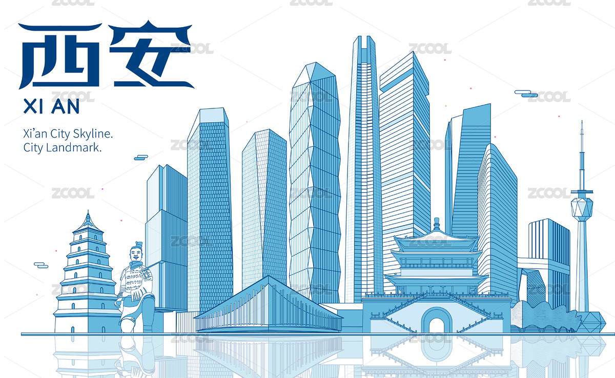 西安城市天际线建筑地标矢量插画（主预览-8204018） - 未分类 - 站酷设计师Asiared原创素材 - 站酷ZCOOL