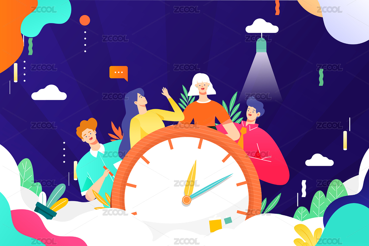 商务团队合作工作效率渐变背景矢量插画（主预览-8231284） - 未分类 - 站酷设计师keeein原创素材 - 站酷ZCOOL