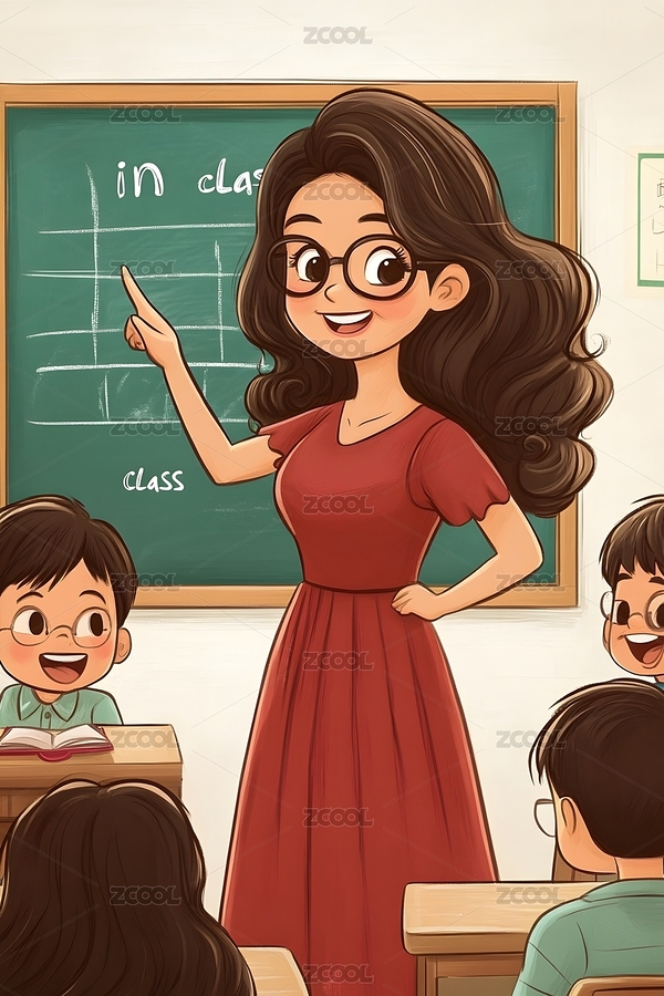 英语课堂师生互动教学插画场景（主预览-11175434） - 未分类 - 站酷设计师移情别恋yyds原创素材 - 站酷ZCOOL