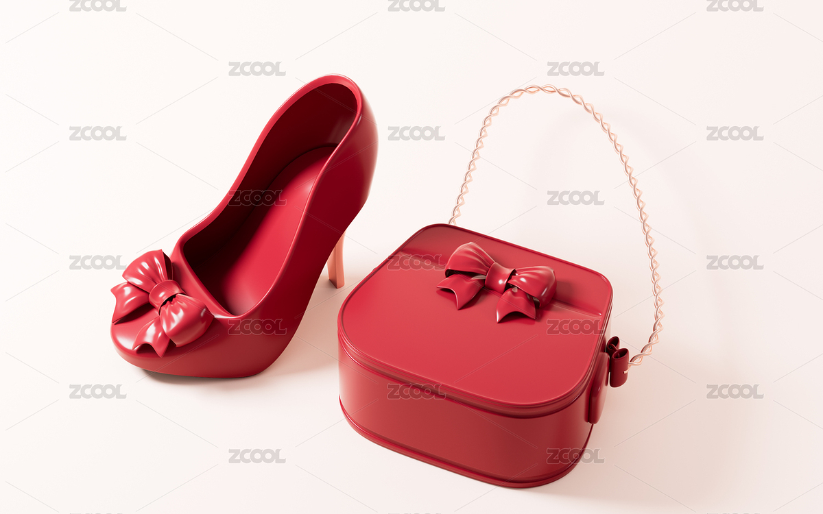 女式手提包和高跟鞋3D渲染（主預(yù)覽-6060512） - 未分類 - 站酷設(shè)計(jì)師TinaJi0718原創(chuàng)素材 - 站酷ZCOOL