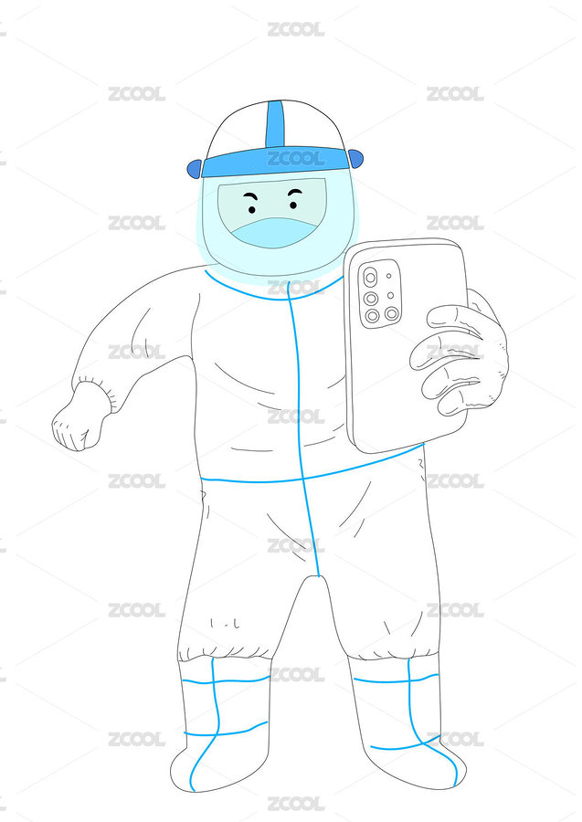 身穿防護服的志愿者正面用手機掃碼（主預(yù)覽-2641330） - 未分類 - 站酷設(shè)計師勇者克瑞斯原創(chuàng)素材 - 站酷ZCOOL