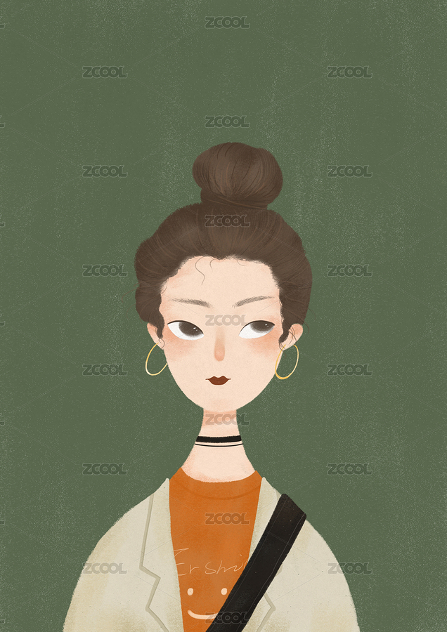 丸子頭個(gè)性女孩單人頭像插畫（主預(yù)覽-2526975） - 未分類 - 站酷設(shè)計(jì)師貳拾柒_W原創(chuàng)素材 - 站酷ZCOOL