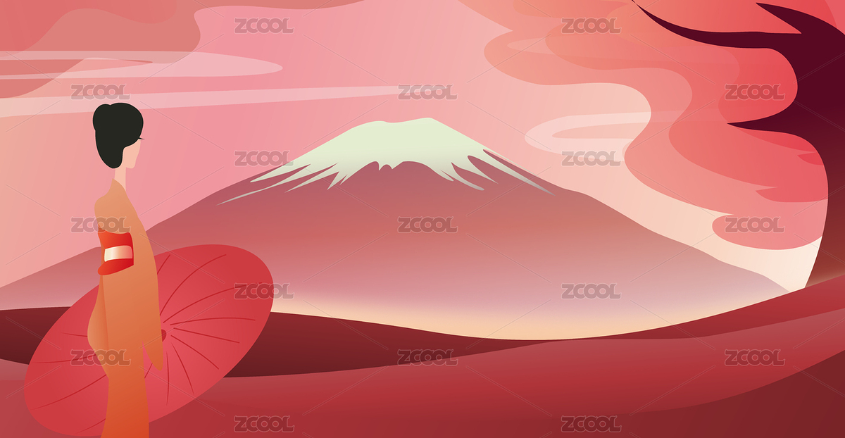 穿和服的日本女人在櫻花開(kāi)放的季節(jié)來(lái)到富士（主預(yù)覽-7844751） - 未分類 - 站酷設(shè)計(jì)師無(wú)邊苦海原創(chuàng)素材 - 站酷ZCOOL