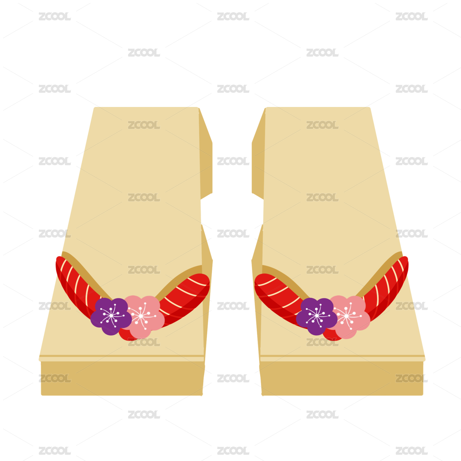 卡通手绘生活用品日式木屐插画