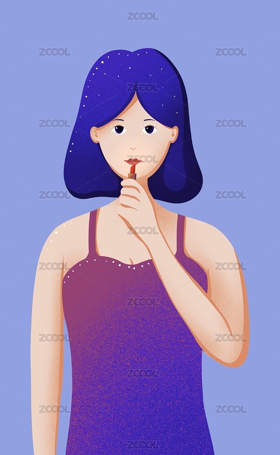 女性化妝插畫（主預(yù)覽-1780030） - 未分類 - 站酷設(shè)計師粘鍋原創(chuàng)素材 - 站酷ZCOOL