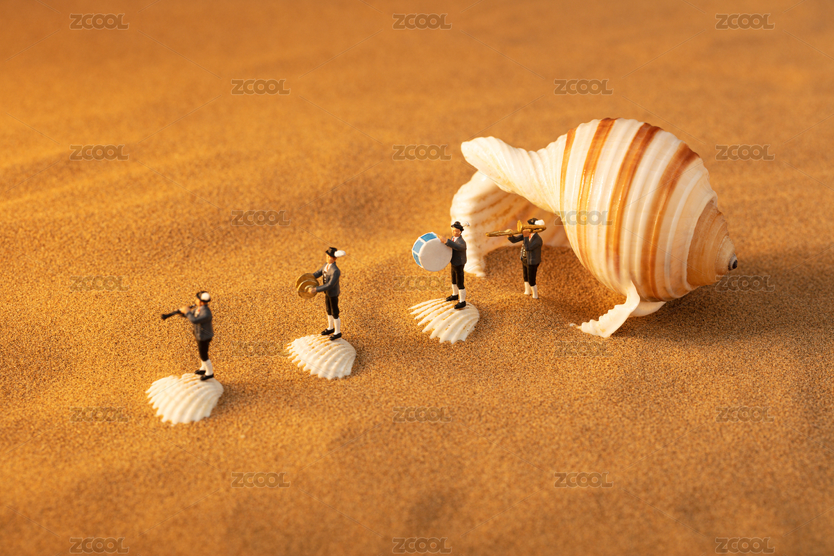 海邊的海螺里走出來一只樂隊(duì)站在貝殼上（主預(yù)覽-7374332） - 未分類 - 站酷設(shè)計(jì)師黑白湊原創(chuàng)素材 - 站酷ZCOOL