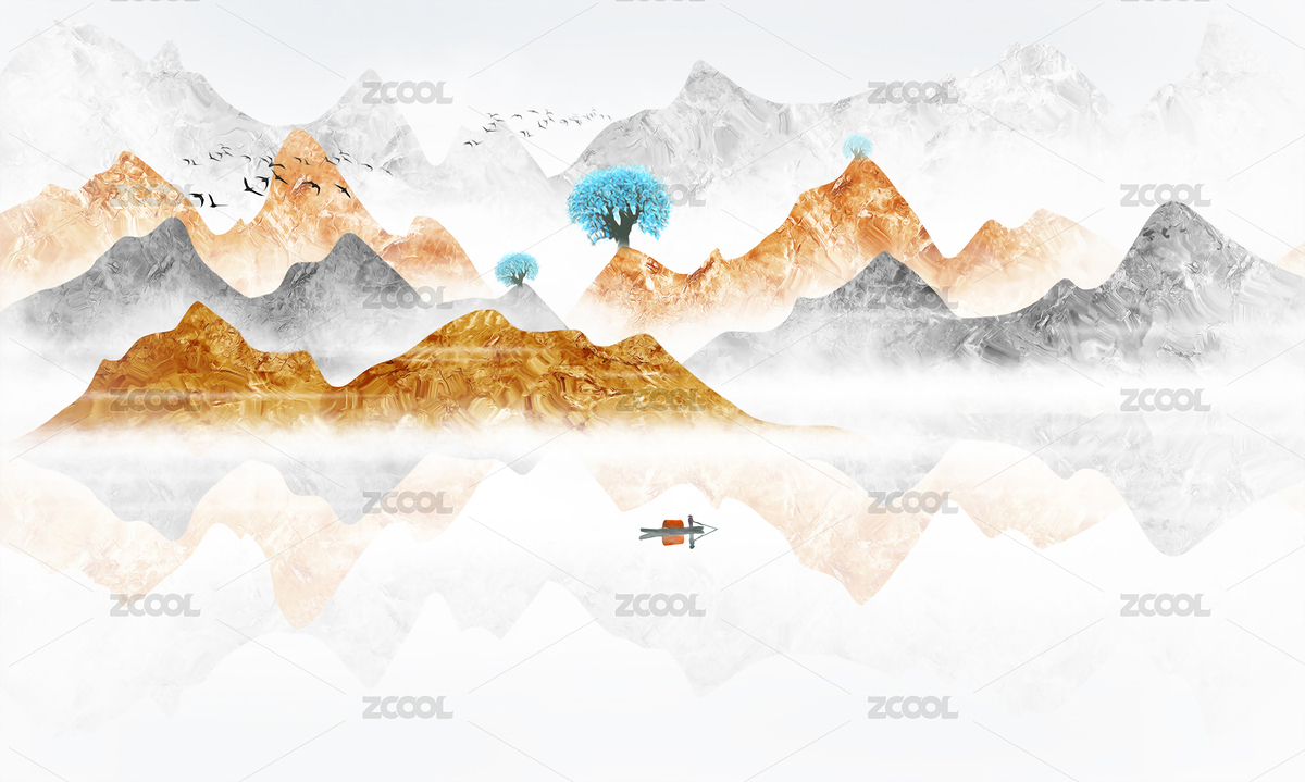 現(xiàn)代手繪抽象金色山水畫鎏金玄關(guān)裝飾畫（主預(yù)覽-1711034） - 未分類 - 站酷設(shè)計(jì)師心靈藝坊原創(chuàng)素材 - 站酷ZCOOL