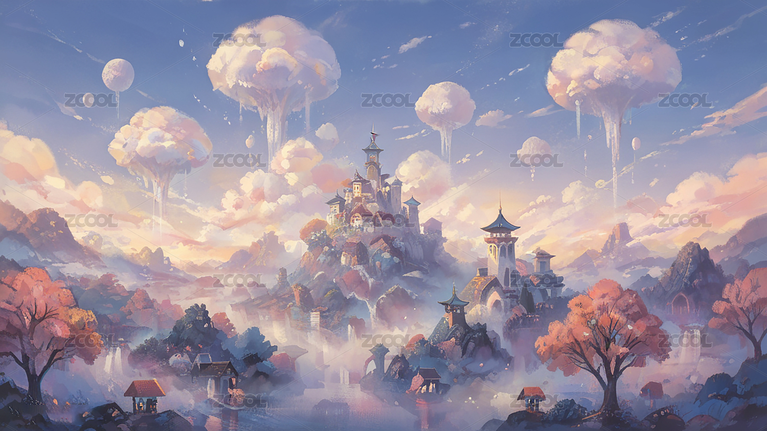 中式幻想浪漫场景设定背景图
