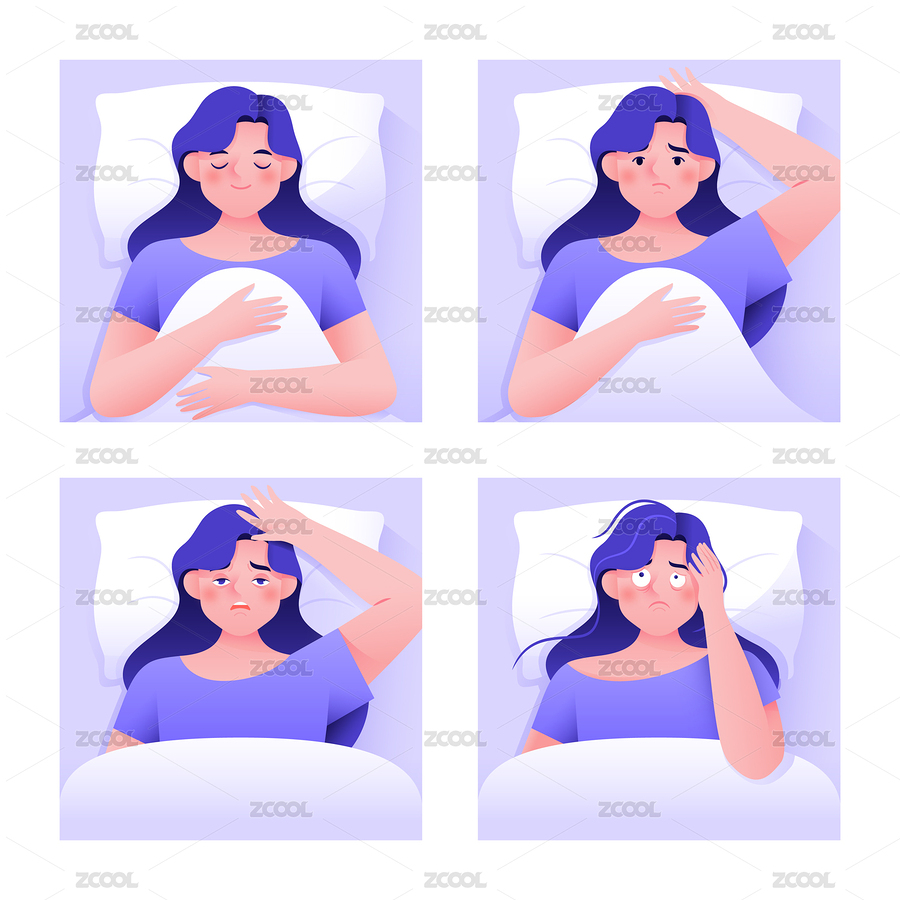 女生躺在床上無法入睡失眠嚴(yán)重程度矢量插畫（主預(yù)覽-7284536） - 未分類 - 站酷設(shè)計(jì)師i2stay_520原創(chuàng)素材 - 站酷ZCOOL