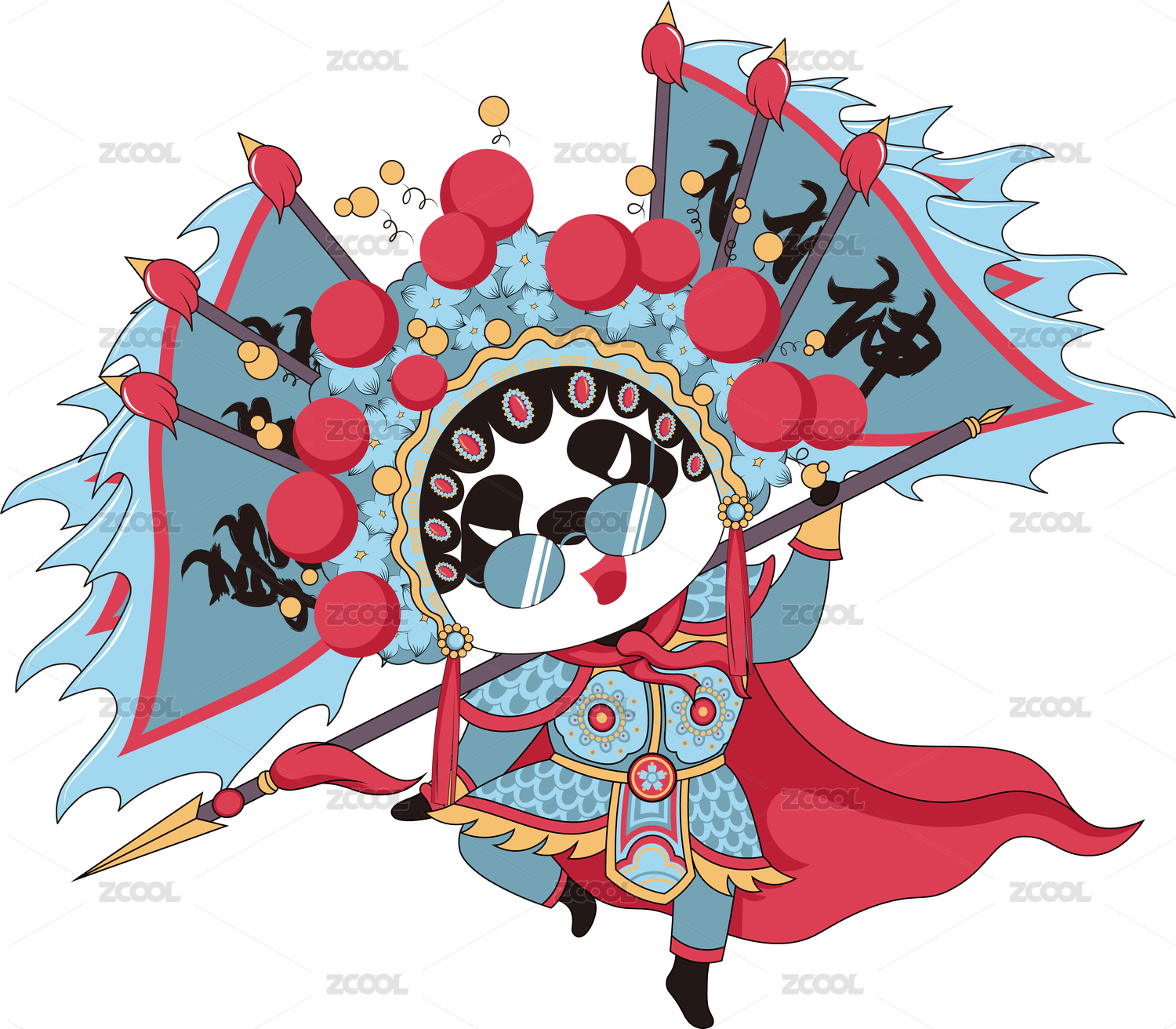 中国风国潮艺术插画京剧熊猫