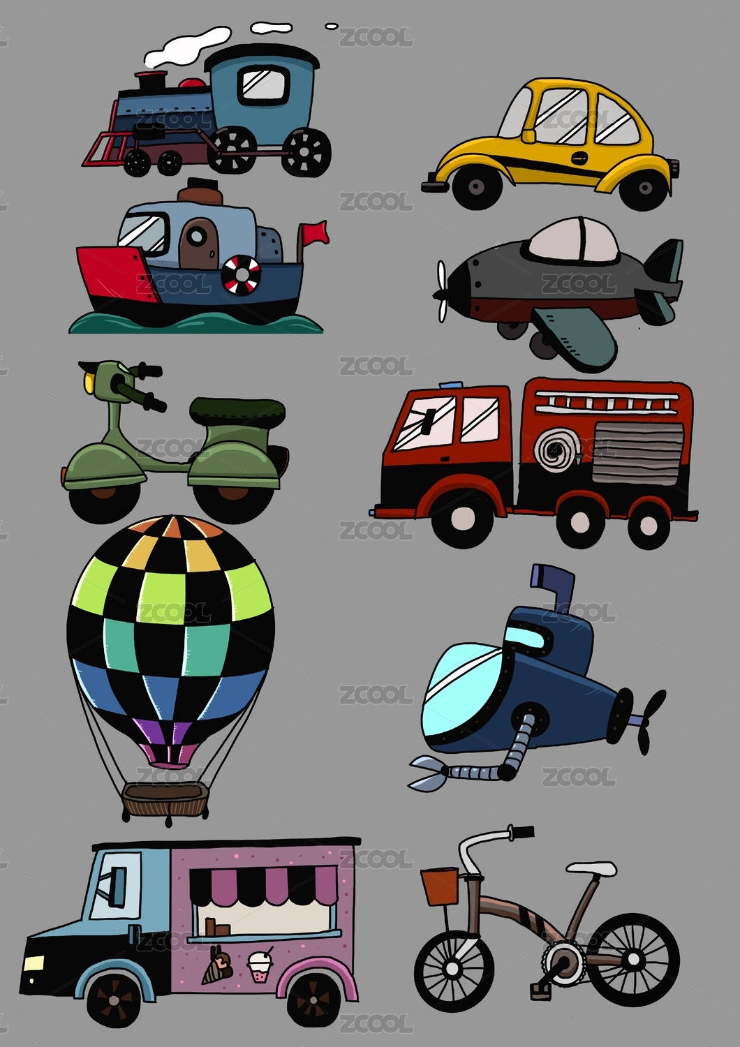 复古卡通小交通工具