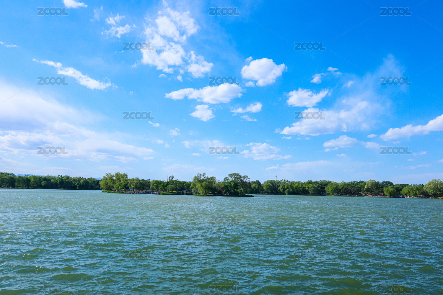北京圆明园春季湖边自然风光摄影