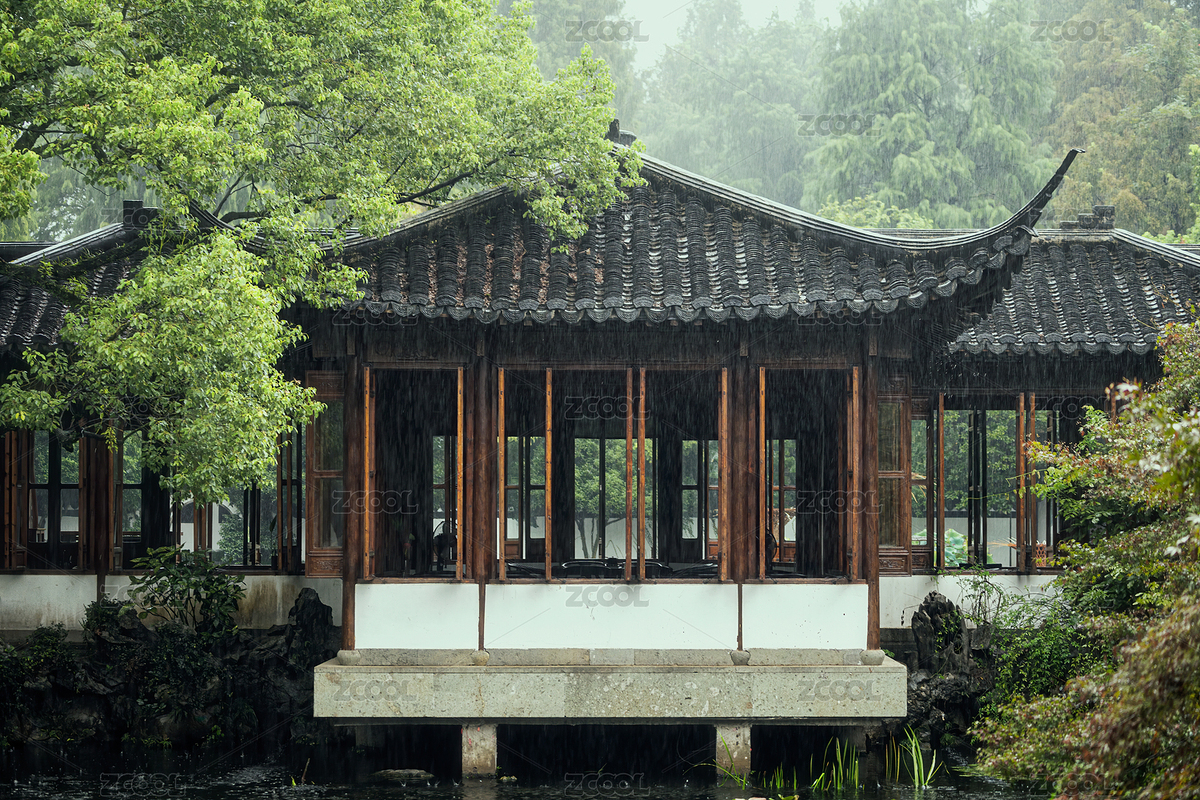 雨天杭州郭莊內(nèi)的風(fēng)光（主預(yù)覽-2633943） - 未分類 - 站酷設(shè)計(jì)師依璉原創(chuàng)素材 - 站酷ZCOOL