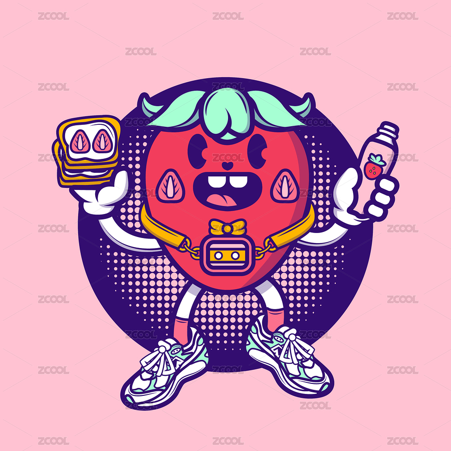 吃三明治的卡通草莓潮流插畫（主預(yù)覽-5541209） - 未分類 - 站酷設(shè)計(jì)師立青插畫原創(chuàng)素材 - 站酷ZCOOL