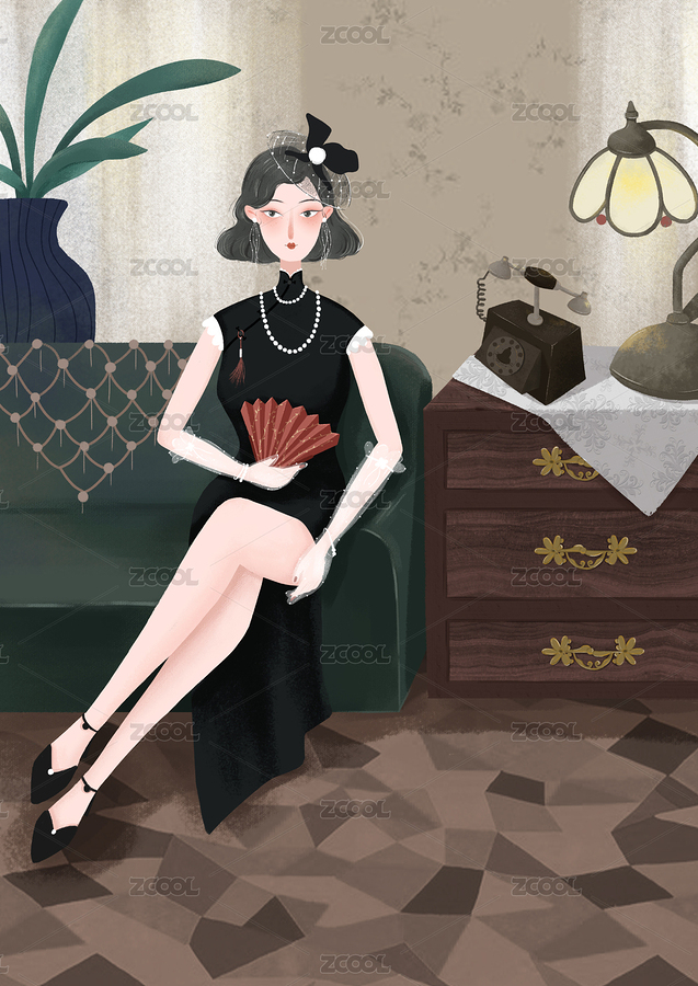 民国旗袍少女（主预览-7007906） - 未分类 - 站酷设计师奈奈Nana1原创素材 - 站酷ZCOOL