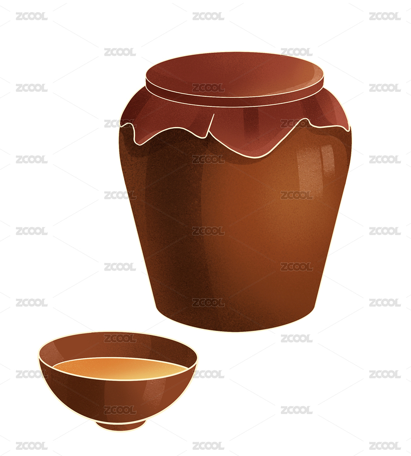 中式國(guó)潮酒壇子插畫（主預(yù)覽-4114942） - 未分類 - 站酷設(shè)計(jì)師之一丶Design原創(chuàng)素材 - 站酷ZCOOL